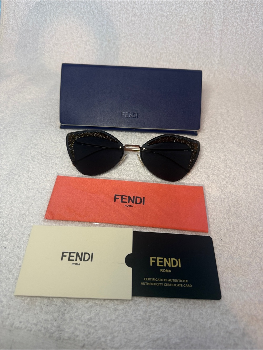 Authentic NIB Fendi FF 0355S KB7 Rose Gold Metal Semi-Rimless Sunglasses